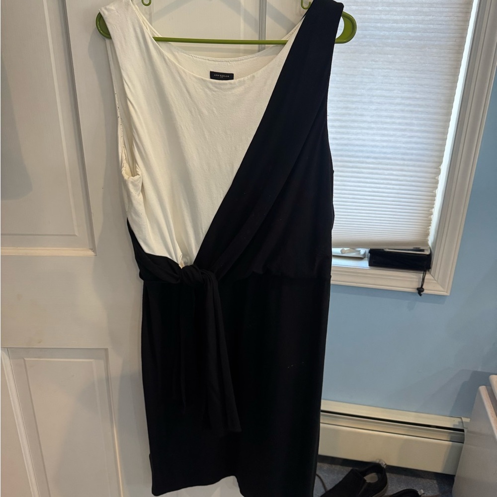 Ann Taylor One Shoulder Black and White Dress